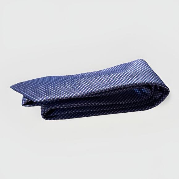 Pronto Uomo 100% Silk Tie Platinum Purple & Blue Check Hand Made 3.5” x 60” - Picture 2 of 7